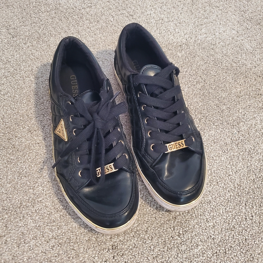 Guess Navy Sneakers with Gold Details